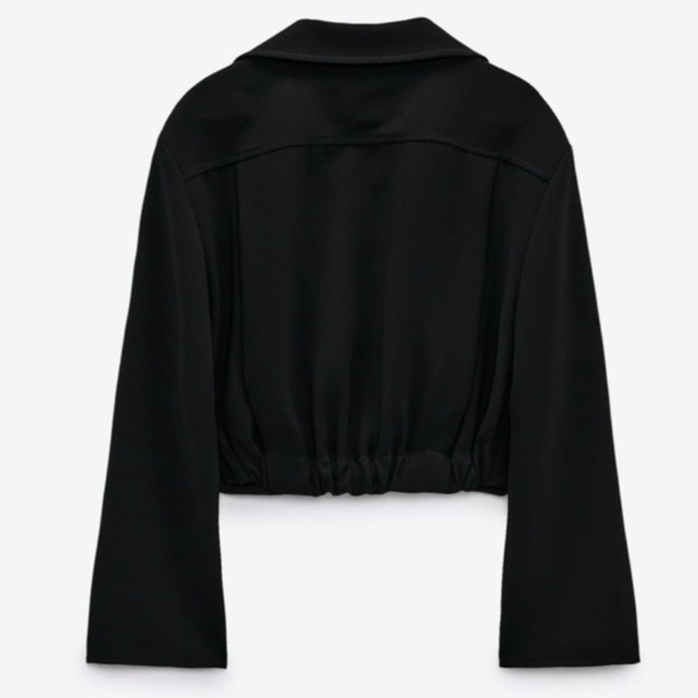 NWT ZARA PLEATED CROP TOP, Black, Size XXL - Picture 2 of 16